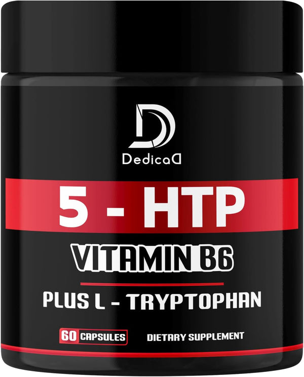 5 HTP Supplement 1010mg - 60 Capsules with Vitamin B6, L-Tryptophan for Mood, Brain Health & Immune Support
