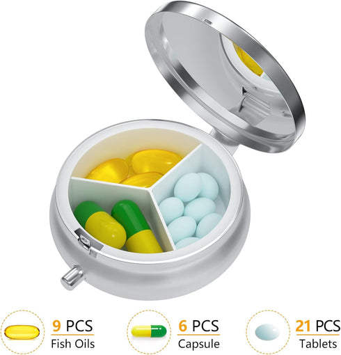 Nipichsha Pill Box, Small Pill Case for Purse & Pocket, Cute Travel Medicine Organizer, Portable Medicine Container