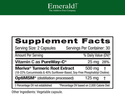 EMERALD LABS Meriva Turmeric Plus - Formulated with Turmeric, OptiMSM, PureWay C - Antioxidant Properties - 60