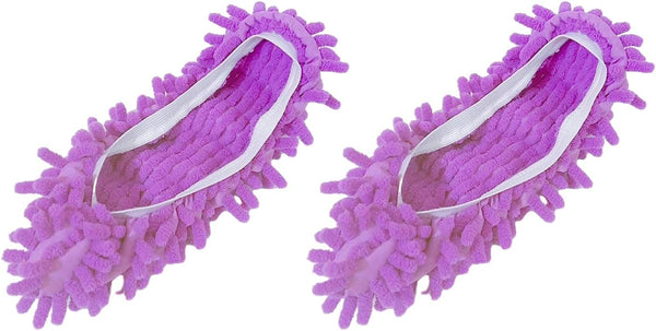 TOLUON 2Pcs Mop Slippers Shoe Covers,Soft Washable Dust Duster Slippers,Reusable Multi-Function Mop Socks