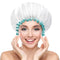 mikimini White Shower Cap for Women and Girls 2 Pack, Double Waterproof, Reusable, Washable, Soft and Comfortable