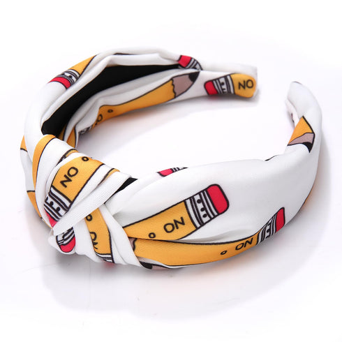 Teacher Headband for Women, Wide Knotted Pencil Crayon School Headband, Appreciation Gifts