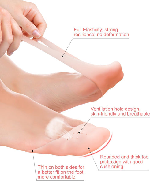 8Pcs BLATOWN Silicone Toe Protectors, Gel Toe Pads for Pain Relief, Fit for High Heel, Ballet, Point Shoes (Beige)