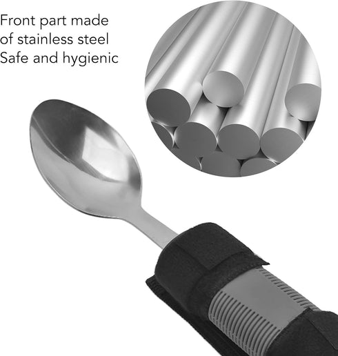 NutriEss 3Pcs Set Set Adaptive Utensils for Elderly Arthritis Disabled Adults Weak Hand Grip Parkinson's Hand Tremors