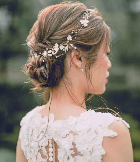 YERTTER Handmade Crystal Floral Bridal Headbands for Women, Rose Gold Hair Accessories for Wedding Party