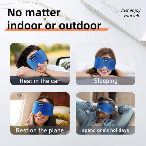 Bluetooth Sleep Headphones Eye Mask, Soft Headband with Wireless Earbuds for Travel Meditation, Blackout Sleep Mask