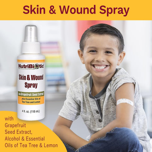 NutriBiotic Skin & Wound Spray with GSE, 4 Fl Oz | Non-Medicated Grapefruit Seed Extract & Essential Oils