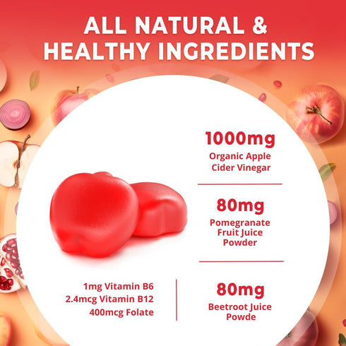 Gummies Gummies B12 B6 100 Apple Cider Vinegar with Mother - Cleanse & Detox ACV for Weight Loss, Gut Health