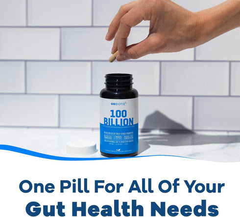 GOBIOTIX 100 Billion Digestive Enzymes Supplement, Probiotics Multivitamin, Prebiotic Fiber Blend - 30 Capsules