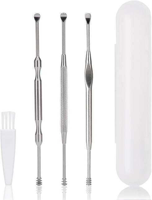 Geengle 3 Pcs Ear Pick Earwax Removal Kit, Ear Wax Remover Tool Set with Cleaning Brush and Storage Box