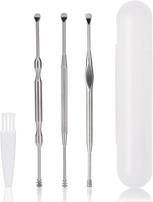 Geengle 3 Pcs Ear Pick Earwax Removal Kit, Ear Wax Remover Tool Set with Cleaning Brush and Storage Box