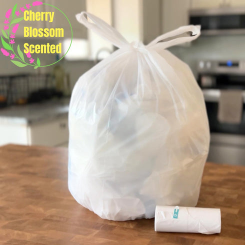 2.6 Gallon Scented Trash Bags with Handles, 100 Bags, Small Bathroom Garbage Bags for Home Office Bins