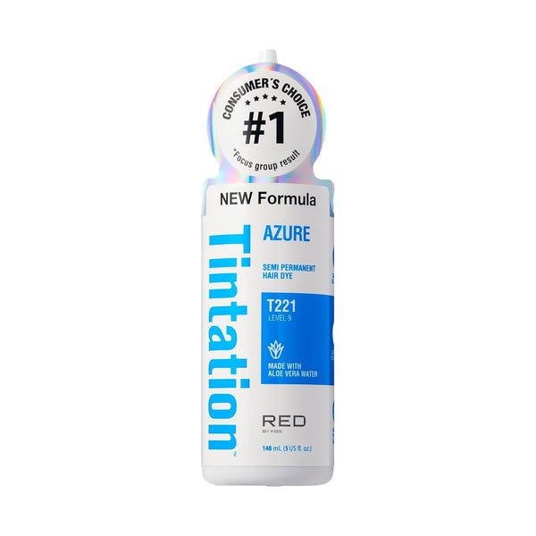 Red by Kiss Tintation Semi-Permanent Hair Color, Aloe Vera, Argan Oil, Long-Lasting Dye (Azure, 5 Fl Oz)