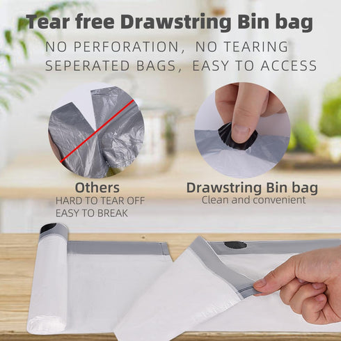 4 Gallon Trash Bags, 40 Count, Drawstring Garbage Bags for Bathroom Bedroom Office Trash Can