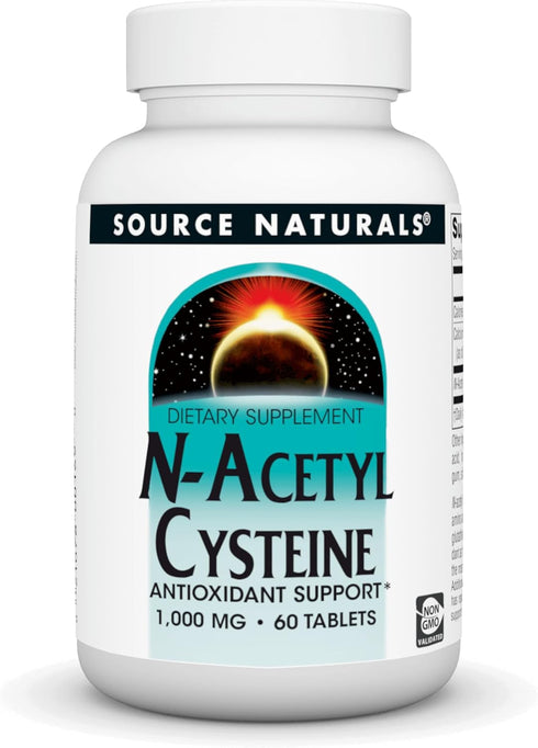 Source Naturals N-Acetyl Cysteine Antioxidant Support, 1000 mg Dietary Supplement for Respiratory Health, 60 Tablets