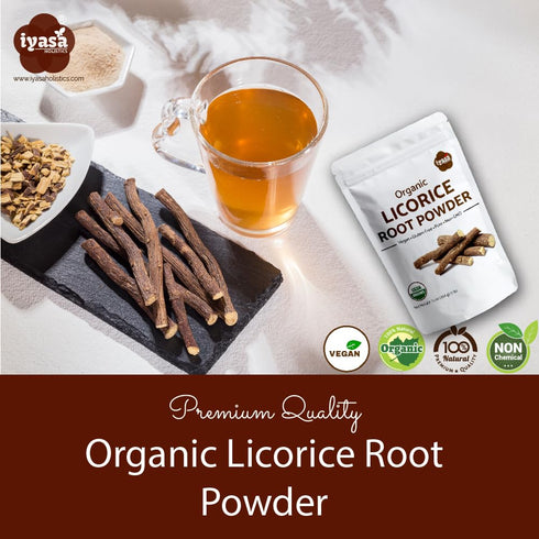 Organic Licorice Root Powder (Mulethi), Natural Expectorant for Making Candies and Baking, Resealable Pouch of 8 oz