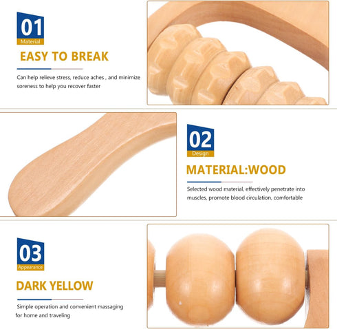 SHINEOFI 2Pcs Wooden Massage Roller, Hand Muscle Roller Stick, Bead Massage Tool for Legs, Manual Wood Therapy Tools