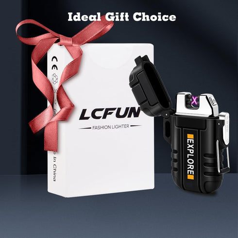 LcFun Waterproof Electric Lighter, Dual Arc USB Rechargeable Flameless Plasma Lighters for Camping, Hiking, Gifts for