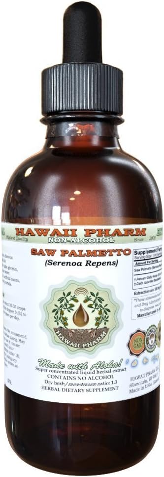 Saw Palmetto Alcohol-Free Liquid Extract, Organic Saw Palmetto (Serenoa Repens) Dried Berry Glycerite, 2 fl. oz, Hawaii