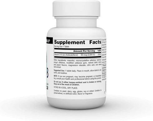 Source Naturals Vitamin D-3 2000 IU - 120 Fast Melt Tablets, Supports Bone & Immune Health, Black Cherry Peach Flavor