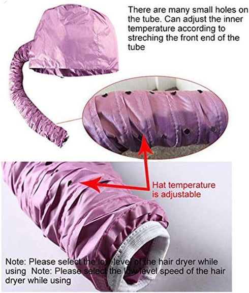 Portable Soft Hair Drying Bonnet with Adjustable Attachment for Hand Held Hair Dryer, Silver