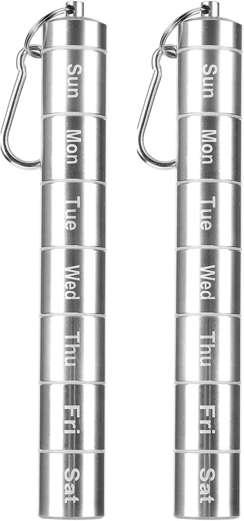 Messar 7 Days Pill Case, Portable Pill Box, 7 Compartments Aluminum Alloy Weekly