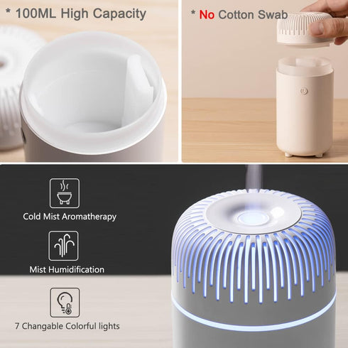 Car Diffuser Humidifier, Mini Portable Essential Oil Diffuser for Car, Home, Office, Bedroom (Pink)
