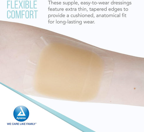 Dynarex DynaDerm Hydrocolloid Dressings, Sterile Moist Bandages, 4" x 4", 1 Box of 10, Thin & Latex-Free
