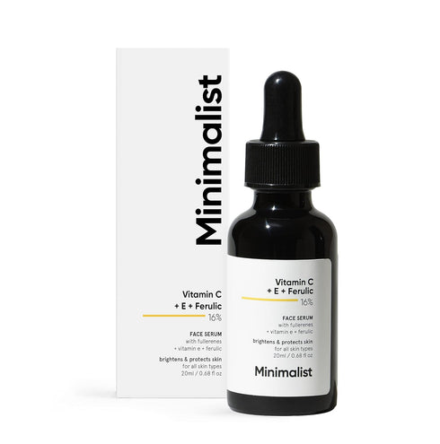 Minimalist 16% Vitamin C Face Serum with Antioxidants for Anti-Aging & Glow, Reduces Skin Damage, 0.68 Fl Oz