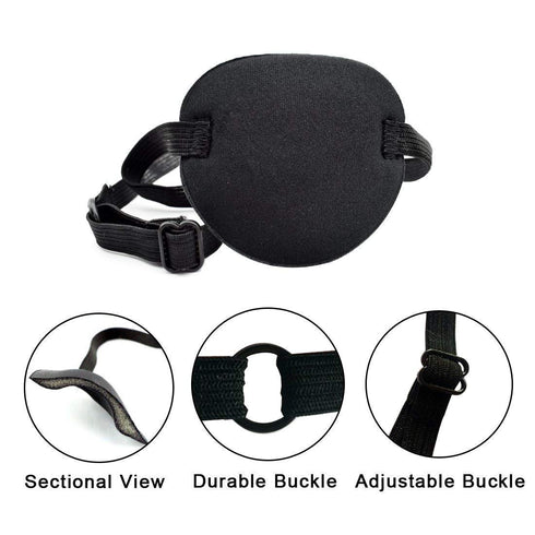 Pirate Eye Patches 2 Pack, Adjustable Amblyopia Lazy Eye Patches for Adults and Children, Black