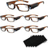 Reading Glasses with Bright LED Lights, Lighted Magnifier, Compact Full Frame Eyewear, 5PCS (Brown, +300)