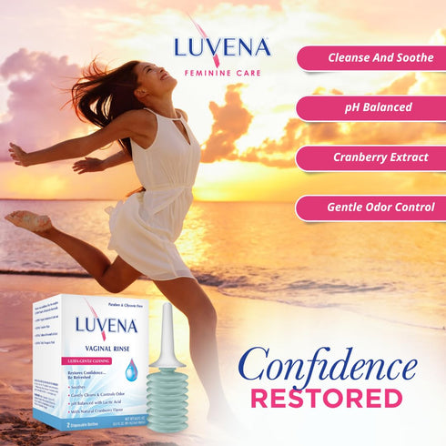 LUVENA Daily Personal Feminine Rinse - Ultra Gentle Wash, pH Balanced, 2 Pack, 3oz Bottles