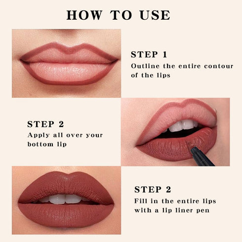 YUANLI Lip Stain Marker Pen, 2 in 1 Lip Liner and Lipstick, Waterproof Matte Lip Tint