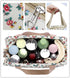 Large Makeup Bag, Toiletry Bag for Women, Cosmetic and Brush Bags for Traveling (Little Flower Beige)