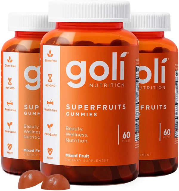 Goli Nutritional Supplement: SuperFruits Beauty Gummy Vitamin - 180 Count, Vegan, Gluten-Free
