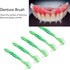 5pcs Denture Brush Set - Brushes Double Bristle Head for Denture Care (Green)