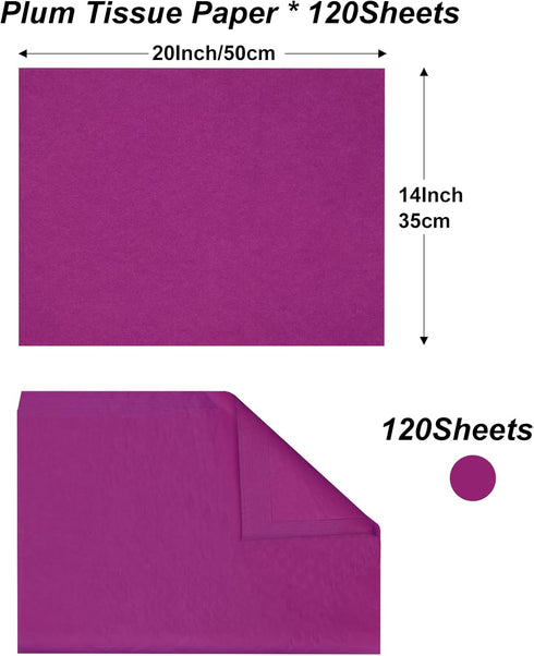 Jkopsnr 120 Sheets Plum Tissue Paper 20x14 Inches Plum Tissue Paper for Gift Bags Plum Wrapping Tissue Paper Bulk for DIY Crafts Birthday Halloween Holidays Decor by Jkopsnr
