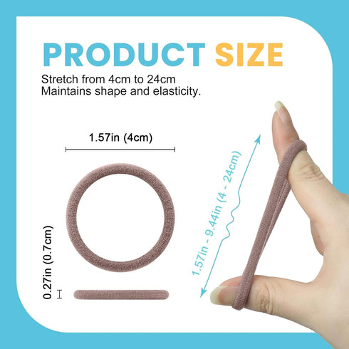 HOYOLS Large Fabric Hair Ties, 100 Pcs Soft Gentle Bands for Thick Curly Hair, Caramel