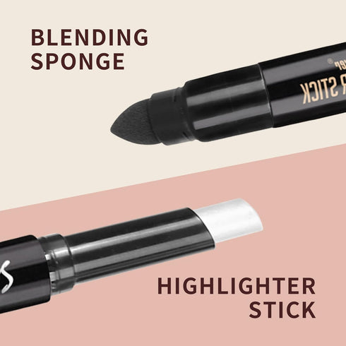 Highlighter Stick, Double Ended Makeup Pencil with Sponge Brush, Waterproof Silver Glitter, 1 Count