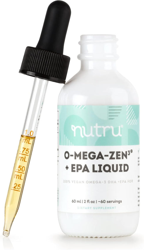 O-Mega-Zen3 +EPA Vegan Omega 3 DHA EPA Liquid Supplement - 2 Fl Oz, Algal Omega3 Essential Fatty Acids