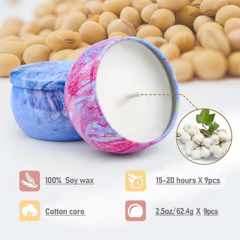 Set 9 Pack Pack Scented Candles Gifts for Women, Aromatherapy Candles Soy Wax with Essential Oil Include Lavender