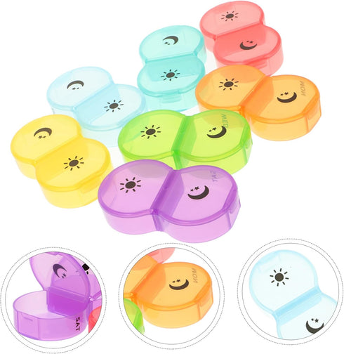 Weekly Portable Medication Organizer for -Day Pill Case Airtight Design Sturdy Wear-Resistant Material for Daily