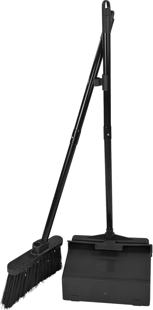 Set 36" 2-Piece Commercial Carlisle FoodService Products Duo-Pan Lobby Broom and Dustpan Upright Broom with Handle