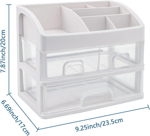 Toguma Cosmetic Storage Box Cosmetic Display Cabinet Bathroom Dressing Table Organizer with 3 Drawers and 1 Tray Makeup Organizers for Counter (White) by Toguma