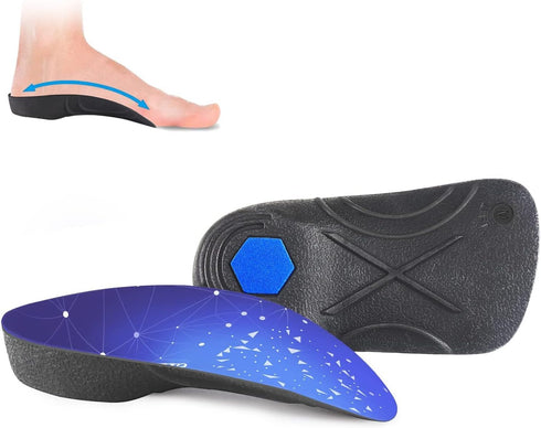 Arch Support Insoles - 330+ lbs Plantar Fasciitis Insoles, 3/4 Length Orthotic Inserts for Women & Men, Heel Pain, Flat