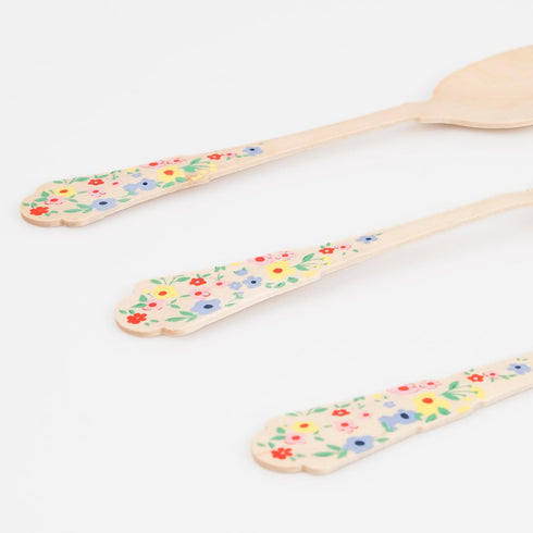 Set (Pack 24), Set, Meri Meri Elegant Wooden Cutlery of Made from Birch Wood, Stylish Disposable Cutlery Perfect