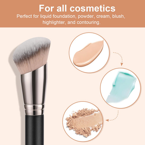 TEOYALL Angled Foundation Contour Brush, Synthetic Kabuki Brush for Liquid, Cream, Powder Cosmetic (170S)
