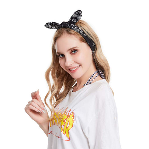 Yeshan Boho Bow Headbands for Women, Vintage Paisley Bandana Flower Printed Hairband, Pack of 6