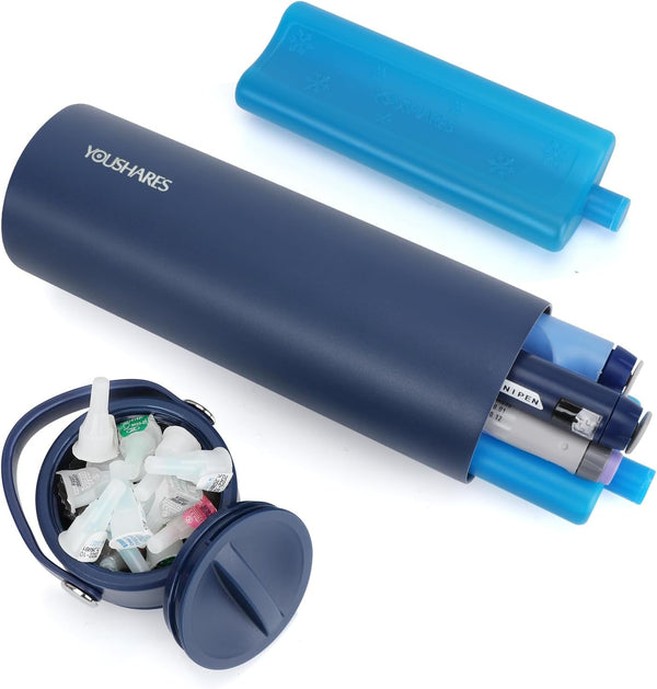 YOUSHARES 24H Insulin Cooler Travel Case, Insulin Pen Cooler Bottle, 1-5 Pens Refrigerated Medicine Case with TSA