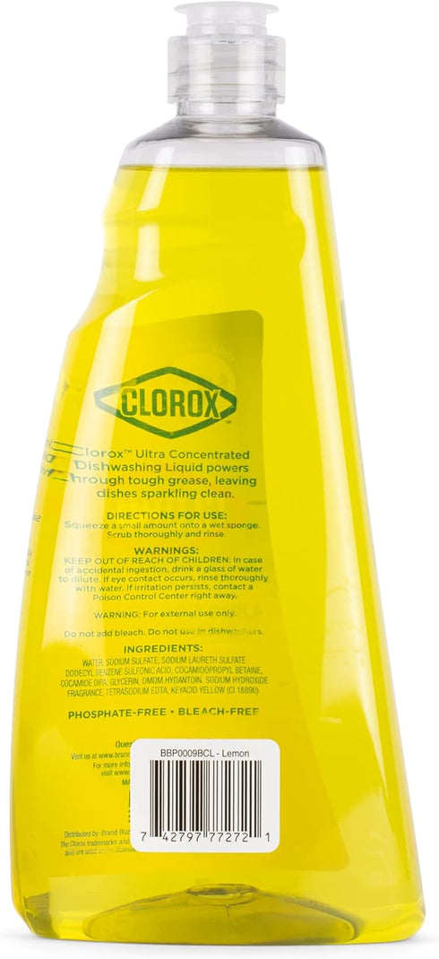 Clorox Liquid Dish Soap, 26 Fl Oz - Antibacterial OXY Powered, Quick Rinsing, Lemon Scent